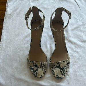 ANN TAYLOR | black snakeskin sandals